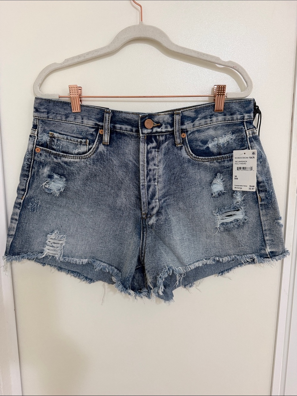 NWT Blank NYC from Nordstrom Rack Distressed Denim Shorts with Raw Hem | 30
